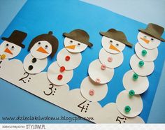 this is a snowman counting game for kids to practice number identification and matching numbers