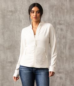 Buckle Black Fitted Active Jacket - Cream Medium, Women's Cannolicream Pieced knit zip down mock neck jacket Bust measures 33 on size small Body length 23 on size small. Layering piece(s) and/or accessories sold separately.. 75% Polyester 25% Spandex. Machine wash cold. Do not bleach. Tumble dry low. Do not iron. Do not dry clean. Apparel & Accessories > Clothing > Outerwear > Coats & Jackets Chic Stretch White Outerwear, Chic White Stretch Outerwear, Sporty Everyday Outerwear With Zipper Closure, Stretch Outerwear For Everyday Fall Use, Everyday Stretch Outerwear For Fall, Functional Outerwear For Fall, Functional Everyday Outerwear For Fall, Functional Fall Outerwear For Everyday, Everyday Functional Fall Outerwear