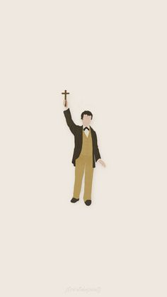 a paper cut out of a man holding a cross