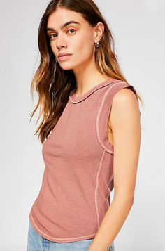 Free People We The Free Go To Dusty Pink Tank Top | Bohopink Boho Pink, Boho Boutique, Fashion Dresses Casual, Pink Boho, Pink Tank, Casual Tank Tops, Pink Tank Top, Dress With Cardigan, Boho Chic Fashion