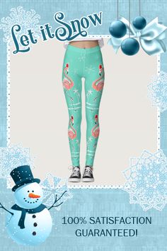 Christmas Flamingo leggings #christmas #xmas #florida #retro - Do you have ones like these? Probably not. #fashionbloggers #leggings #yogapants #pants #pantstightsleggings #fitness #giftsforher #modernfashion #giftsforher Playful Fitted Winter Bottoms, Christmas Flamingo, Womens Printed Leggings, Florida Christmas, Aqua Background, Tropical Christmas, Flamingo Christmas, Cute Leggings, Words Prints