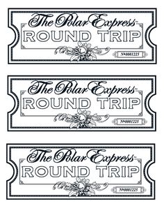 three black and white tickets with the words round trip, the blue express's round trip