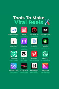 the cover of tools to make virtual reels, with icons in green and white