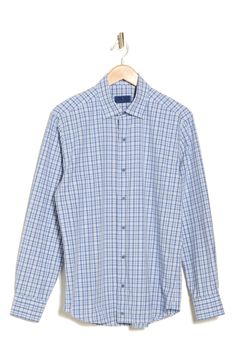 Crisp cotton poplin offers serious comfort in a casual long-sleeve button-down shirt covered in a plaid pattern. Front button closure Spread collar Long sleeves with adjustable button cuffs 100% cotton Machine wash, line dry Imported Casual Plaid Cotton Dress Shirt, Casual Plaid Long Sleeve Dress Shirt, Blue Cotton Dress Shirt For Fall, Spring Plaid Cotton Dress Shirt, Classic Blue Flannel Workwear Shirt, Classic Blue Flannel Shirt For Work, Casual Plaid Button-up Dress Shirt, Casual Business Plaid Flannel Shirt, Casual Plaid Flannel Shirt For Business Casual