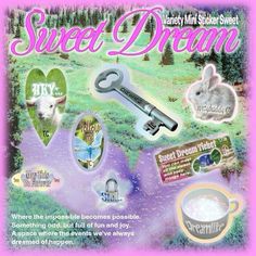 an advertisement for sweet dream products with pictures of animals and other things in the background