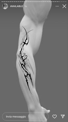 an artistic tattoo design on the arm and leg, done in photoshopped to look like