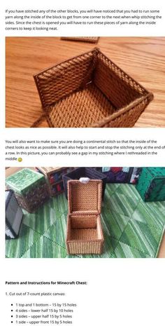 the instructions for how to make a wicker basket with handles and bottom section open