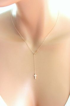 Tiny Rose Gold Cross Infinity Necklace Gold Filled Small Delicate Jewelry Lariat Y Necklaces Womens Girls Confirmation Simple Gift for her Delicate Rose Gold Cross Jewelry, Cross Lariat Necklace Gift, Infinity Necklace Gold, Necklace Cross, Simple Gift, Gold Cross Necklace, Infinity Necklace, Infinity Symbol, Delicate Jewelry