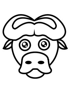 a cow's head with horns and big eyes