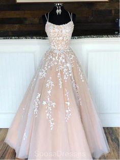 Champagne Prom Dress Long, Ivory Ball Gown, Champagne Prom Dress, Winter Formal Dresses, Spaghetti Strap Prom Dress, 파티 드레스, Tulle Evening Dress, Floor Length Prom Dresses, Cute Prom Dresses