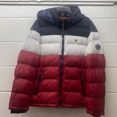 Men Tommy Hilfiger Puffer Jacket Brand New With Tags Color Red/White/Blue Size S Nice Jackets Hooded Red Tommy Hilfiger Outerwear, Nice Jackets, Tommy Hilfiger Puffer Jacket, Coats Men, Tommy Hilfiger Jackets, Cool Jackets, Jacket Brands, Red White Blue, Puffer Jacket