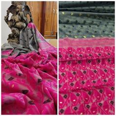 Pure and Soft Dhakai Jamdani Saree Allover Jamdani Rich Texture  that is very unique and perfectly Hand Weaving Work.. Fabulous Hand Weaving Work On Borders, Pallu / Anchal and allover the Saree has beautiful Color Combinations. This color combination gives a unique Stunning Fashionable Looks. Fabulous Allover Work Soft Bengal Heritage Dhakai Jamdani Fully Traditional Most Comfortable To Wear Light Weight Matte Finish Very Soft Dhakai Jamdani Sari.. Jamdani saree - Choose from handmade, printed, Traditional Dupatta For Rituals With Self Design, Traditional Self-design Dupatta For Rituals, Traditional Saree With Self Design For Rituals, Traditional Ritual Dupatta With Self Design, Traditional Blouse Piece For Rituals With Self Design, Traditional Rituals Blouse Piece With Self Design, Traditional Wear For Rituals With Self Design, Transitional Season Traditional Wear For Rituals, Jamdani Saree Dhakai