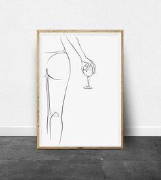 a drawing of a woman's legs holding a wine glass in her right hand