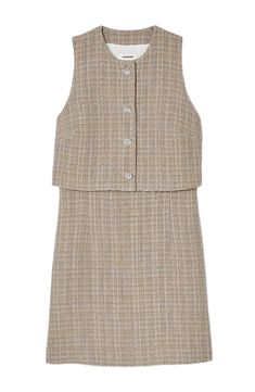 Sleeveless 2-in-1 layered-effect tweed dress with round neck, upper section that looks like a top, with jewellery buttons and a short, straight-fit skirt. Sandro Women's short tweed dress Round neck Sleeveless Jewellery buttons Zip fastening and press studs Lined The model is 5'8 tall and wears a size 4 Pink Tweed Dress, 60s Shift Dress, Camel Dress, Tweed Mini Dress, Womens Tweed, Trapeze Dress, Dress Home, Shift Dress Black, Tweed Dress