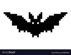 a pixeled black and white image of a bat