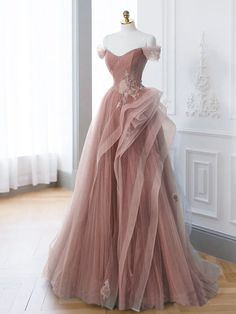 Product NO. :J4396 Dress style ：A line Fabric：Tulle Color: As picture فستان زهري, Prom Dress Pink, Prom Dress Lace, Formal Dresses Graduation, Lace Party Dress, Long Evening Dress, Lace Party Dresses, Pink Prom Dresses, Prom Dresses Lace