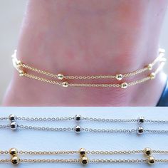 1Pc Double Layer Beads Gold Silver Anklet Ankle Bracelet Foot Chain Decoration Package Included: 1x Anklet We Are Use eBay Managed Payments,Make Payment Easier,You Can Use Any Payment Method. Please check with your country's customs office to determine what these additional costs will be prior to bidding buying. -You have 7 day to contact us and 10 days to return it from the date it was received. If this item is in your possession more than 7 days,it is considered used and WE WILL NOT ISSUE YOU Trendy Round Bead Anklets For Gift, Elegant Summer Anklets With Round Beads, Dainty Beaded Chain Anklets With Round Beads, Elegant Gold Nickel-free Anklets, Foot Chain, Silver Anklet, Silver Anklets, Beaded Anklets, Ankle Bracelet