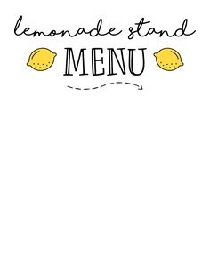 the lemonade stand menu is shown with two lemons on it and an inscription that reads