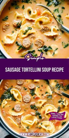 sausage tortellini soup recipe in a pot