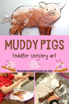 muddy pigs toddler art project for kids to learn how to paint and play with clay