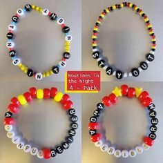 Twenty One Pilots Inspired Friendship Bracelets! Every stretchy elastic bracelet is handmade by me, and each song title comes with 4 unique bracelets, for trading or wearing to the ongoing Clancy World Tour! (Some bracelets will vary slightly in design from pictures due to the availability of beads.) *Size* Each Bracelet is 7 inches, if you need a smaller or bigger size let me know in the personalization box. (Custom bracelets may vary in design from pictures.) Twenty One Pilots Bracelet, Kandi Ideas, 21 Pilots, Polymer Clay Jewelry Diy, Diy Bracelet Designs, Beads Bracelets, Clay Jewelry Diy, Bracelet Ideas