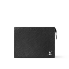 Pochette Voyage Taiga Leather - Men - Small Leather Goods | LOUIS VUITTON ® Modern Black Pouch For Formal Occasions, Luxury Black Business Pouch, Designer Black Business Pouch, Classic Black Bag With Flat Pocket, Louis Vuitton Pochette, Louis Vuitton Official, Small Leather Goods, Leather Goods, Cowhide Leather