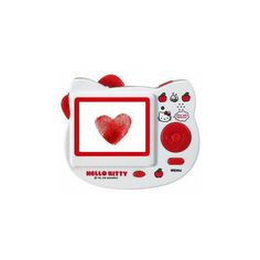 an electronic toy with a heart drawn on it's screen and the words, it's hello kitty