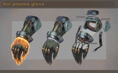 some kind of glove with flames coming out of it