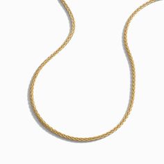 2.5mm. Twisted oval links braided together. Great for layering, wearing alone or layered with a necklace or another chain. Classic Rope Chain Necklace With Wheat Link, Classic Yellow Gold Wheat Chain Rope Necklace, Classic Yellow Gold Wheat Chain Necklace, Classic Yellow Gold Rope Chain Necklace, Classic Yellow Gold Rope Chain Necklace For Everyday, Classic Everyday Yellow Gold Rope Chain Necklace, Best Gift Cards, Halo Necklace, Feminine Women