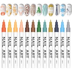 PRICES MAY VARY. 【12 Vibrant Colors】 - 12 different colors for your choice to create more styles to meet your daily use and various needs.(Orangepink, Apricot Yellow, Melon yellow, Tangerine, Dark blue, Light brown, Dark brown, Hunter green, Celadon, Skyblue, Gold, Sliver) 【Instructions】 - Shake up and down to make the ink evenly mixed before use, and then press the pen tip repeatedly until the ink flows out. 【DIY Beautiful Patterns on Nails】 - Our nail art pens set are suitable for drawing diff Dog Nail Art, Deer Nails, Nail Polish Pens, Graffiti Pens, Shellac Manicure, Liner Brush, Nail Art Pen, Dog Nails, Great Nails