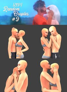 the couple is kissing each other while posing for photoshopped in different poses and expressions