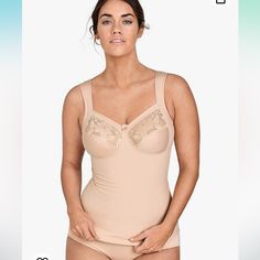 Get A Slimmer Silhouette With This Beige Cotton Blend Camisole With Well-Fitting Non-Wired Cups. Full Cup With Firm Under Cup And Padded Side Support Centers The Bust And Provides Soft Lift And Natural Shape. Back And Front Sections In Elastic Supporting Cotton With A Comfortable Fit That Provides A Smoothing Effect Under Clothes. Padded, Adjustable Comfort Shoulder Straps That Don’t Glide Down. New, Never Worn. Please Note That The First 2 Pictures I’ve Attached Are Stock Photos. Miss Mary Of Sweden, Panty Girdle, Miss Mary, Cotton Camisole, Curvy Kate, Lace Camisole, Jd Williams, Soft Cup, Bra Styles