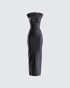 This black dress is the epitome of fierce elegance 🖤 Crafted from a jersey fabric complete with cap sleeves, a boat neck, and a sext low open back - This isn't just a dress; it's a statement that you're here to dominate every room you walk into 😏 Luxury Sleek Black Dress, Elegant Luxury Dress With Back Zipper, Luxury Lined Black Dress, Luxury Sleek Dress With Back Zipper, Turtle Neck Backless Ball Dress, Luxury Black Satin Finish Dress, Luxury Black Midi Dress With Tie Back, Black Resption Dress, Houte Couter Black Dress