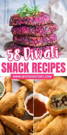 some food is shown with the words,'33 diwali snack recipes '