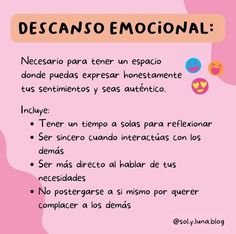 a pink poster with the words descanso emocnal on it and an image of