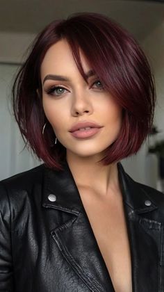 Dark Saying Layered Shag regarding Fall Hair Colors 🌰 Brunette To Maroon Hair, Hair Colors For Cool Winter, Dark Rose Hair Color, Hair Color Inspiration Winter, Dark Auburn Bob Haircut, Short Mahogany Hair, Hair Styles And Color For Women Over 50, Auburn Hair Color Medium Length, Best Fall Hair Colors 2024