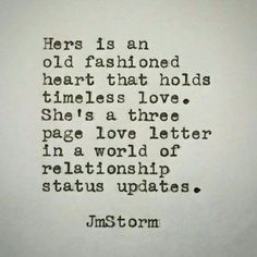 an old fashioned typewriter with the words, her is an old fashioned heart that holds