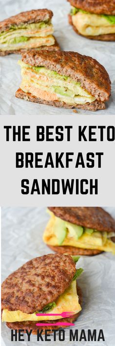 the best keto breakfast sandwich is shown in three different pictures with text overlay