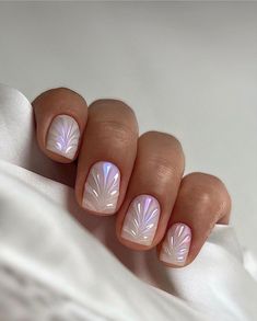 Structure Gel Manicure, Seashell Nails, Fake Nails White, Unghie Nail Art, Milky Nails, Short Square Nails, Mermaid Nails, White Nail