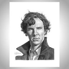 a black and white drawing of a man with curly hair wearing a jacket, shirt and tie