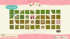 an animal crossing game with lots of green plants and flowers on it's map