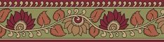 an intricately designed border with flowers and leaves in red, green, yellow and brown colors