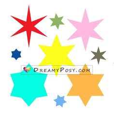 colorful stars are arranged in different colors