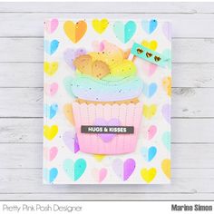 a card with a cupcake and cookies on it