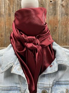 Wild Rags WRS14 Solid Burgundy Wild Rag / Scarf WRS14 Country Outfits Women, Western Scarf, Rodeo Events, Turquoise Western, Perfect Squares, Period Outfit, Wild Rag, Country Outfits, Leather Slides