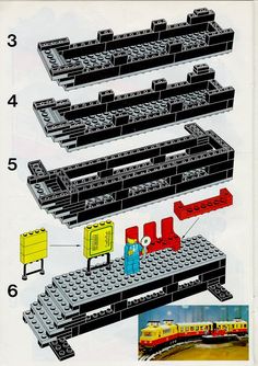 a lego train is shown with instructions for the track and its parts to be built