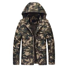 military camouflage hooded cargo jacket Jackets Windbreaker, Camouflage Military Jacket, Army Coat, Army Clothes, Military Jackets, Mens Military Jacket, Mens Overcoat, Men Coat, Tactical Jacket