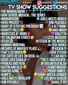 the poster for disney's show suggestions with many emoticions on it