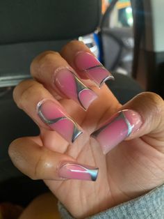 Chrome And Pink Nails, Chrome Abstract Nails, Chrome Colored Nails, Unique Acrylic Nails Short, Short Chrome Nails Designs, Pink And Chrome Nails, Nail With Chrome, Purple Chrome Nails Design, Chrome Aura Nails