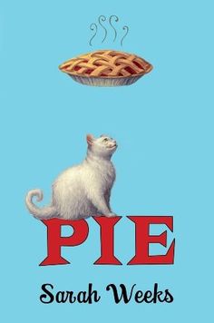 a cat sitting on top of a piece of pie next to a pie flying in the air